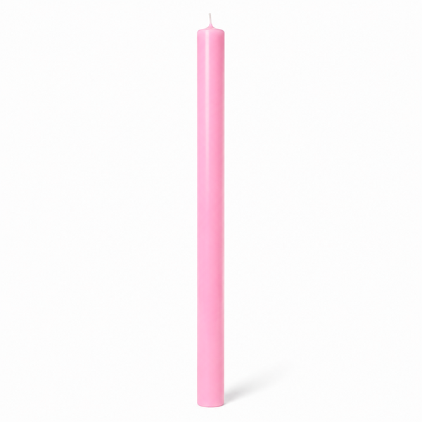 Lumânare din parafină albă pentru botez, 90 cm, culoare roz - 90040 DR ROZ