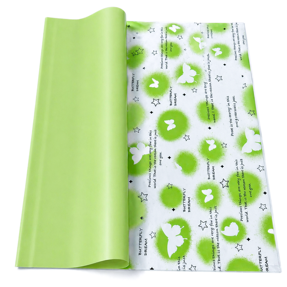 Coli celofan cu fluturi, culoare verde J03 - ROC A288