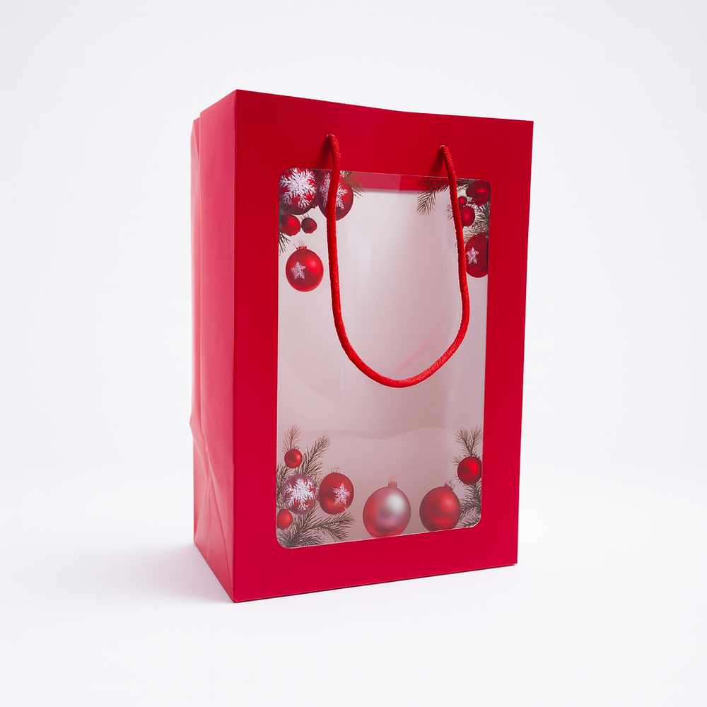Set 10 pungi cu fereastră, model globuri, 30 cm - ROC A15