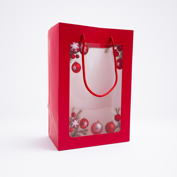 Set 10 pungi cu fereastră, model globuri, 30 cm - ROC A15