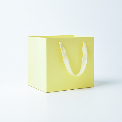 Set 12 pungi pătrate din carton, 25 cm, culoare galben - ROC A201