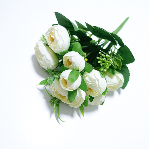 Buchet Ranunculus artificial, culoare alb - ROC AF14