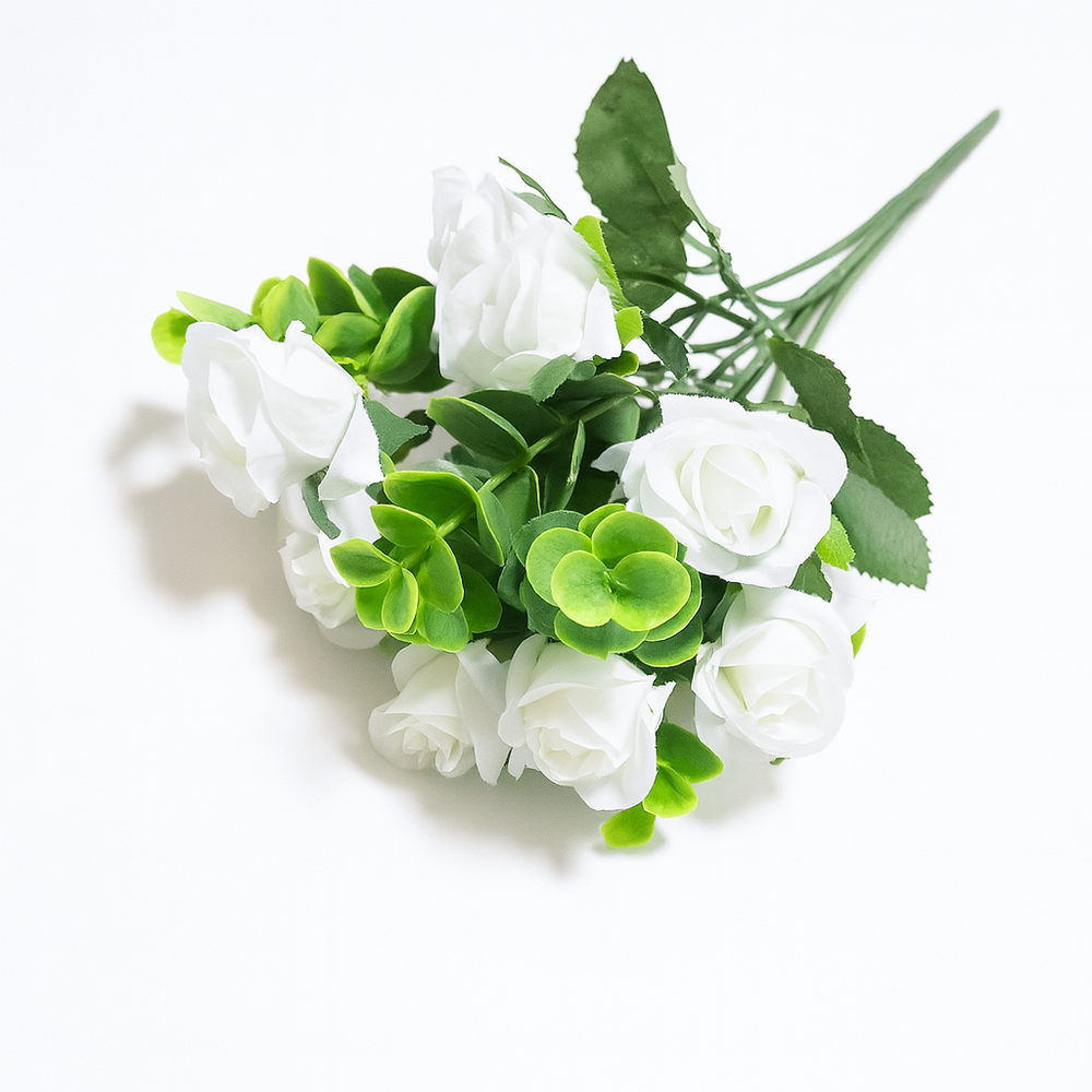 Buchet trandafiri artificiali, culoare alb - ROC AF15