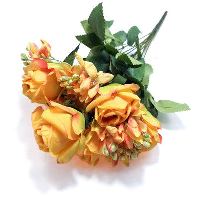 Buchet trandafiri artificiali, culoare galben - ROC AF27