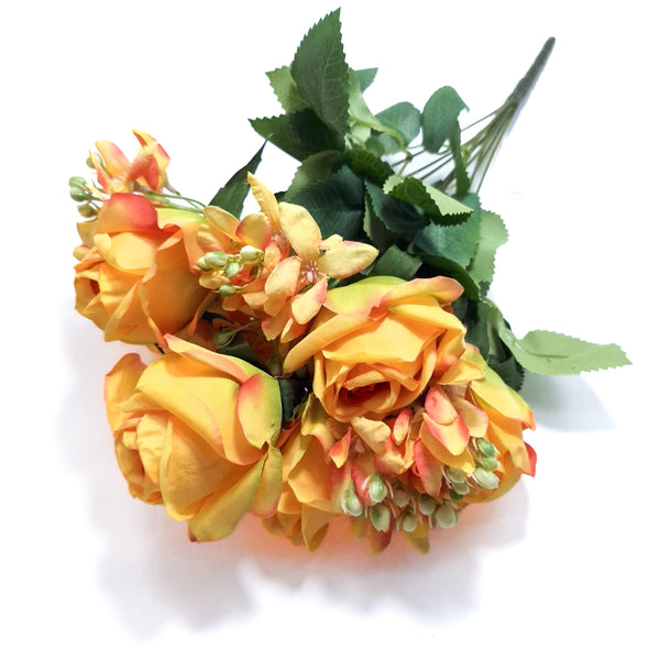 Buchet trandafiri artificiali, culoare galben - ROC AF27
