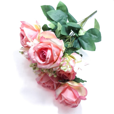 Buchet trandafiri artificiali, culoare roz intens - ROC AF27