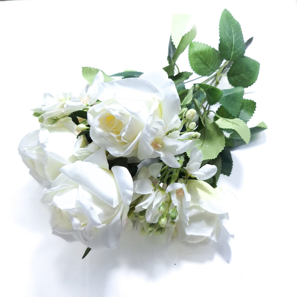 Buchet trandafiri artificiali, culoare alb - ROC AF27
