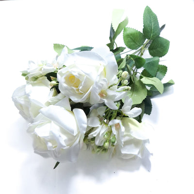 Buchet trandafiri artificiali, culoare alb - ROC AF27