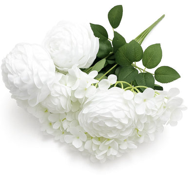 Buchet artificial ranunculus, culoare alb - ROC AF30