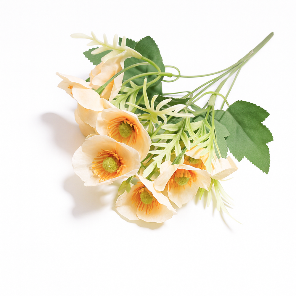 Set 2 buchete artificiale cu flori de anemone, culoare crem - ROC AF35
