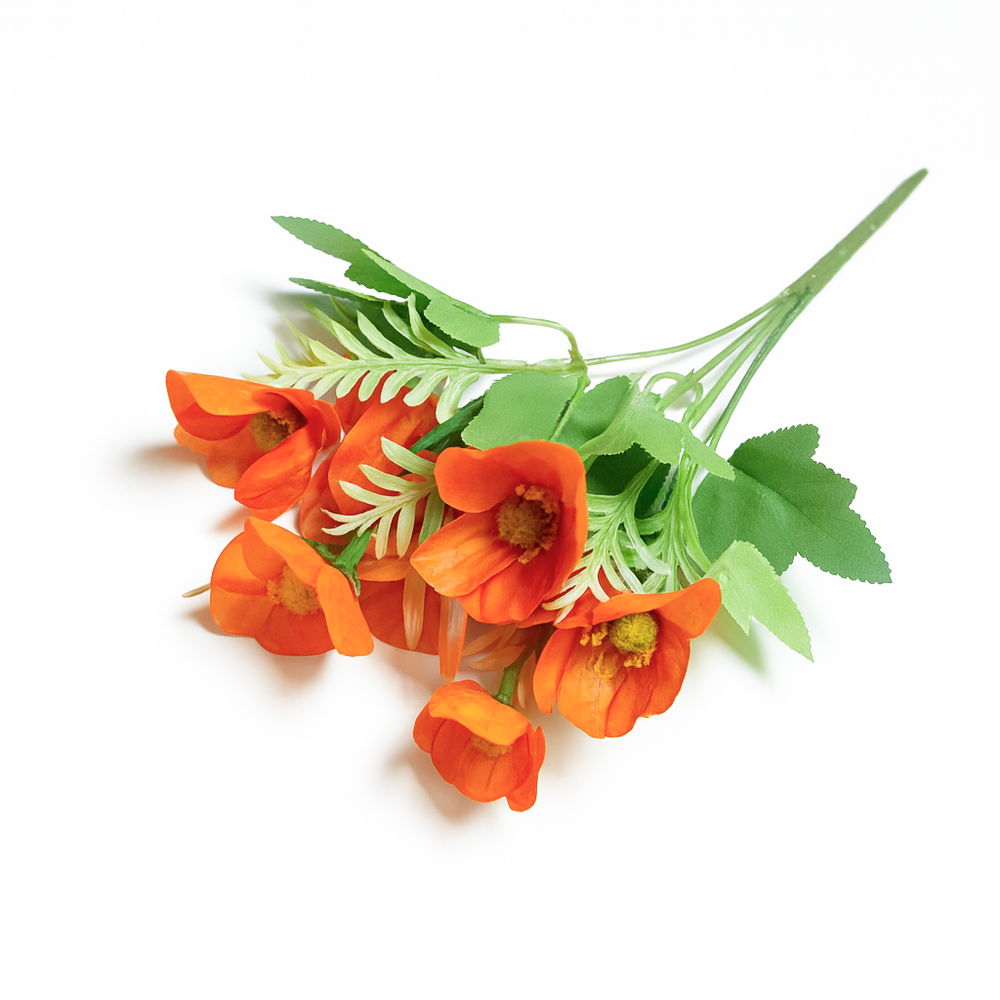 Set 2 buchete artificiale cu flori de anemone, culoare portocaliu - ROC AF35