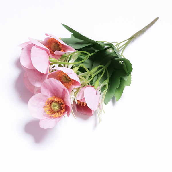 Set 2 buchete artificiale cu flori de anemone, culoare roz deschis - ROC AF35