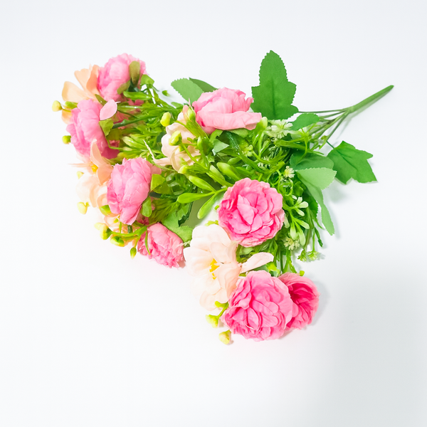 Buchet mixt flori artificiale, culoare roz cu crem -ROC AF40
