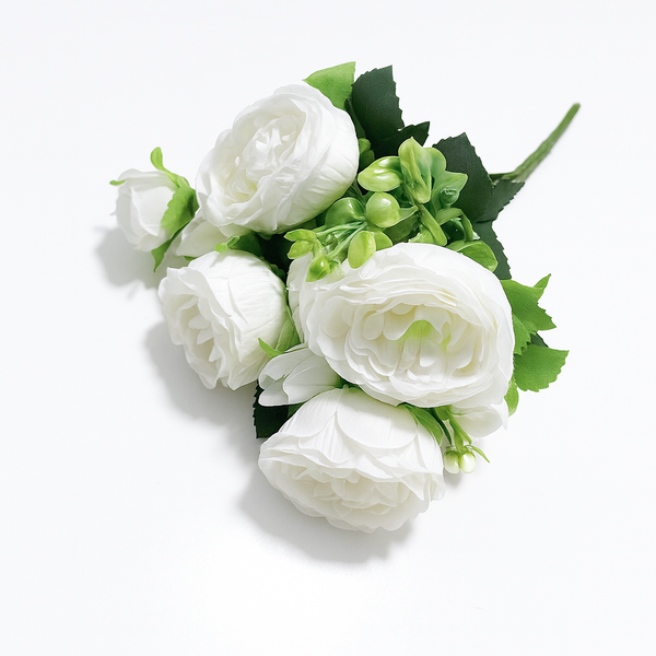 Buchet Ranunculus artificial, culoare alb - ROC AF51