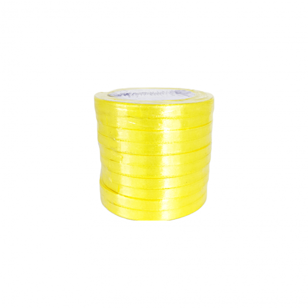 Set 10 role satin pentru impachetat cadouri si flori, 0.8 cm, culoare galben - ROC 0812