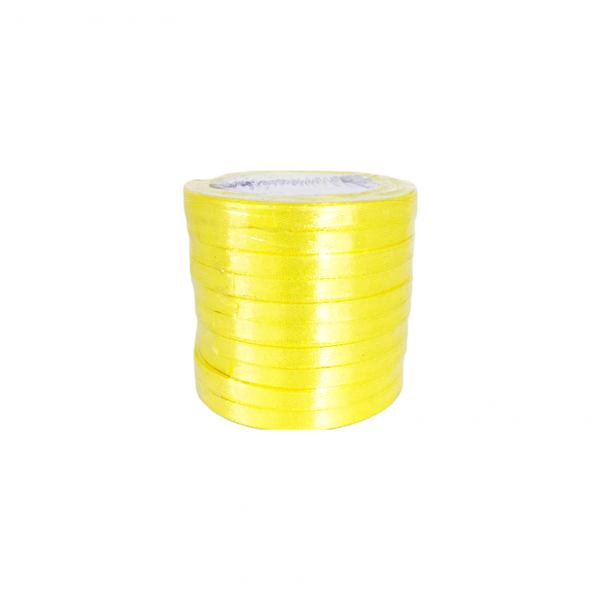 Set 10 role satin pentru impachetat cadouri si flori, 0.8 cm, culoare galben - ROC 0812