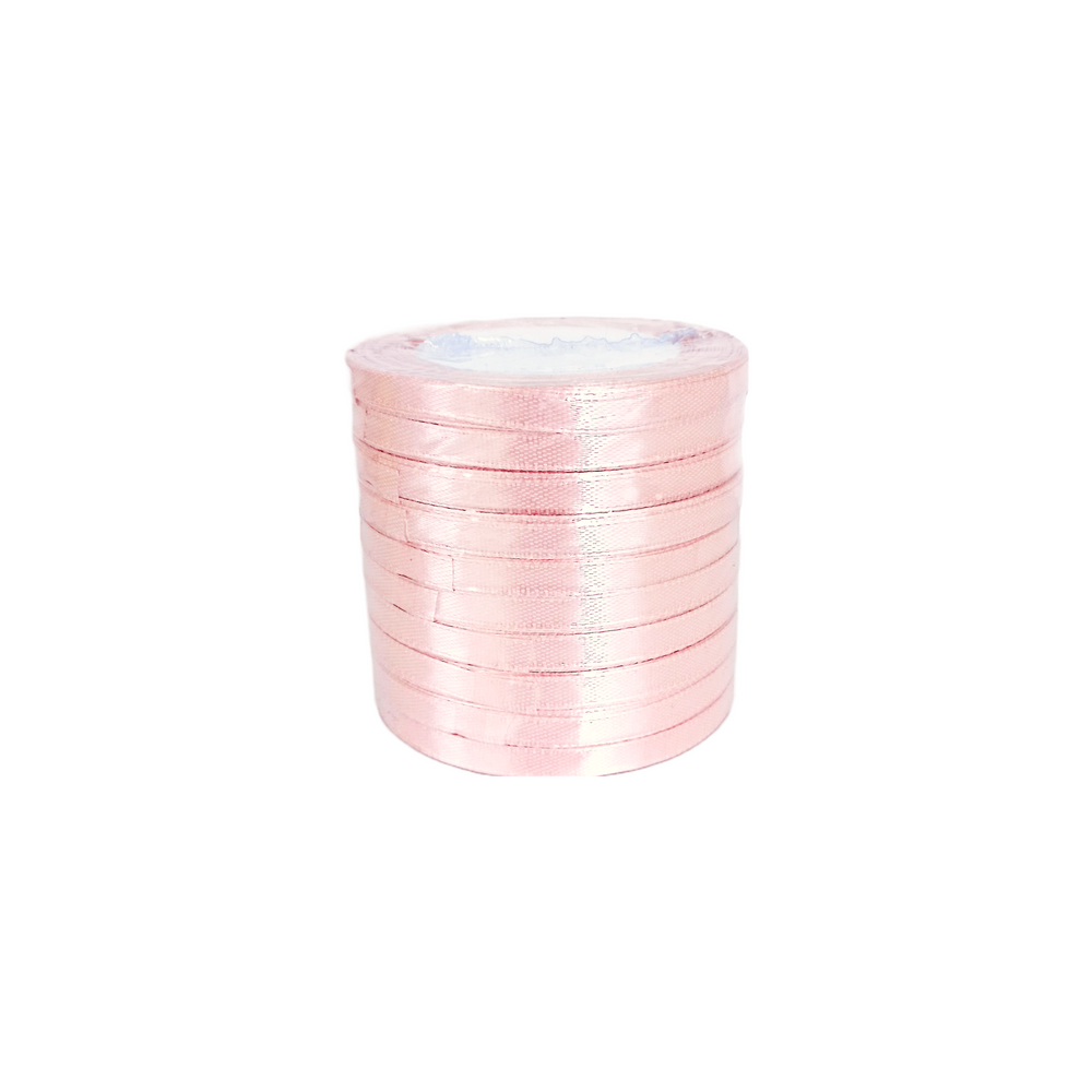 Set 10 role satin pentru impachetat cadouri si flori, 0.8 cm, culoare roz prafuit deschis - ROC 0812