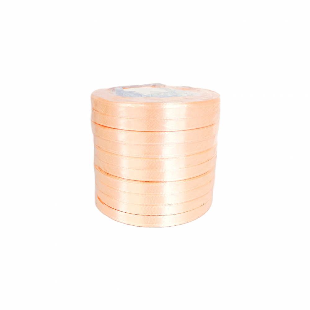 Set 10 role satin pentru impachetat cadouri si flori, 0.8 cm, culoare roz somon - ROC 0812