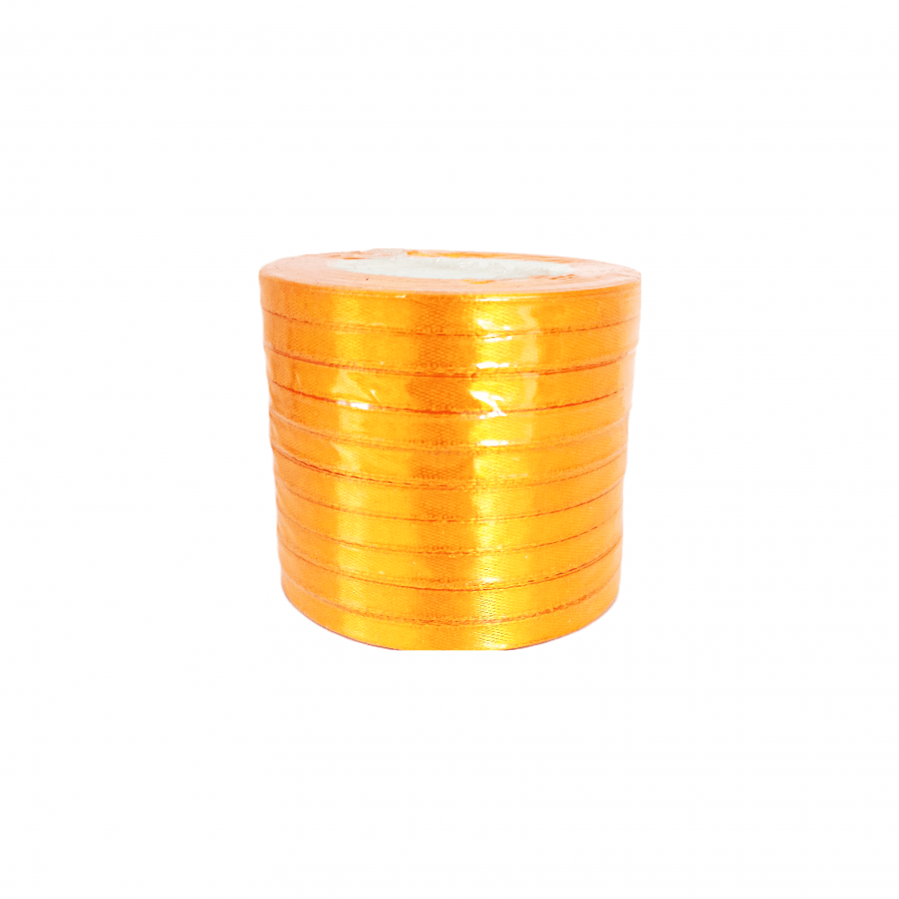 Set 10 role satin pentru impachetat cadouri si flori, 0.8 cm, culoare portocaliu - ROC 0812