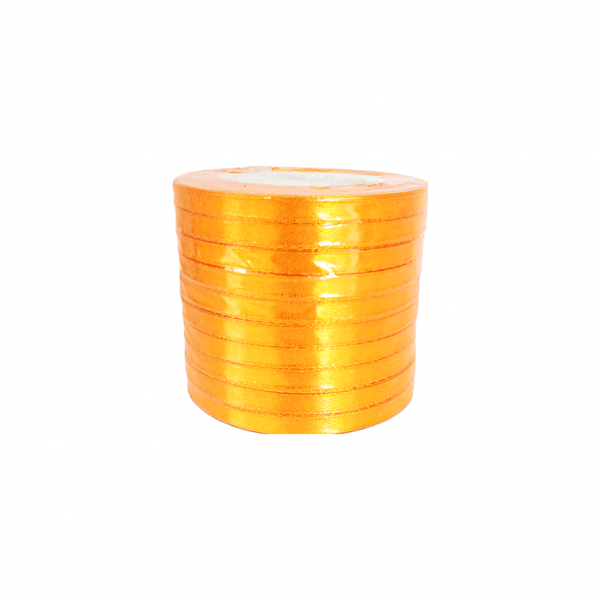 Set 10 role satin pentru impachetat cadouri si flori, 0.8 cm, culoare portocaliu - ROC 0812