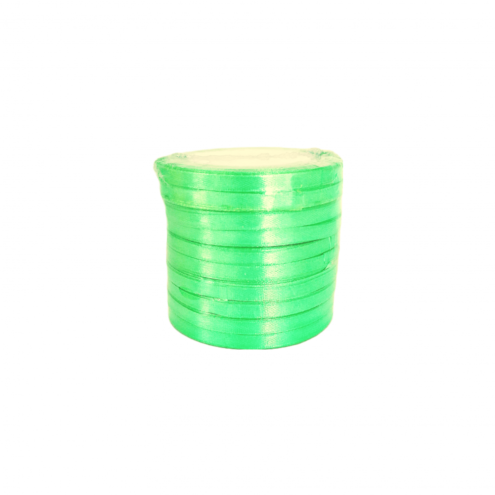 Set 10 role satin pentru impachetat cadouri si flori, 0.8 cm, culoare verde deschis - ROC 0812