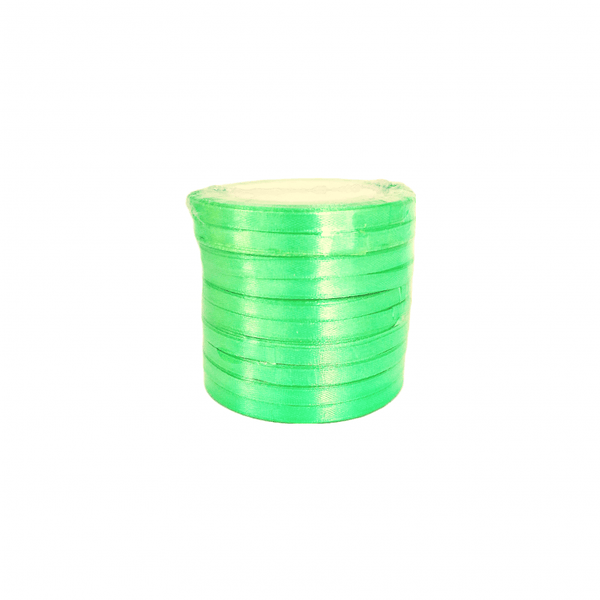 Set 10 role satin pentru impachetat cadouri si flori, 0.8 cm, culoare verde deschis - ROC 0812