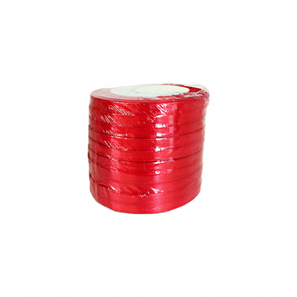 Set 10 role satin pentru impachetat cadouri si flori, 0.8 cm, culoare roșu - ROC 0812