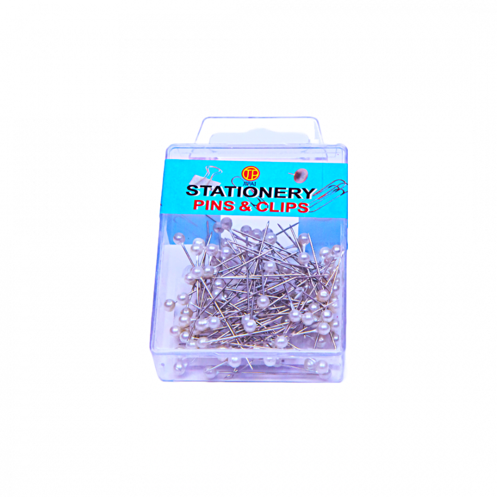 Set cutie cu 50 de ace cu perle albe, lungime 3.5 cm - ROC 0841