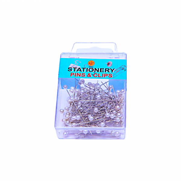 Set cutie cu 50 de ace cu perle albe, lungime 3.5 cm - ROC 0841