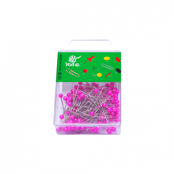 Set cutie cu 50 de ace cu perle roz, lungime 3.5 cm - ROC 0841