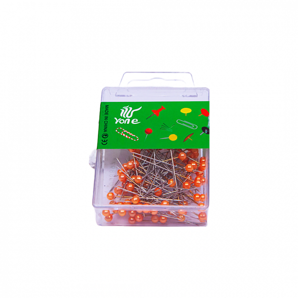 Set cutie cu 50 de ace cu perle portocalii, lungime 3.5 cm - ROC 0841