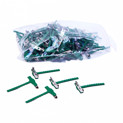 100 Stück Anstecknadel-Halter aus Kunststoff, Breite 2,5 cm, Länge 4 cm, Farbe Grün