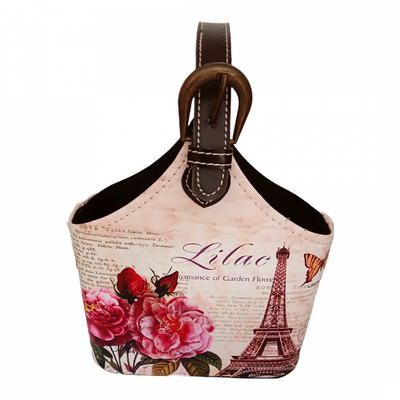 Gentuta din material PVC, model roz cu Turnul Eiffel si trandafiri - ROC 052