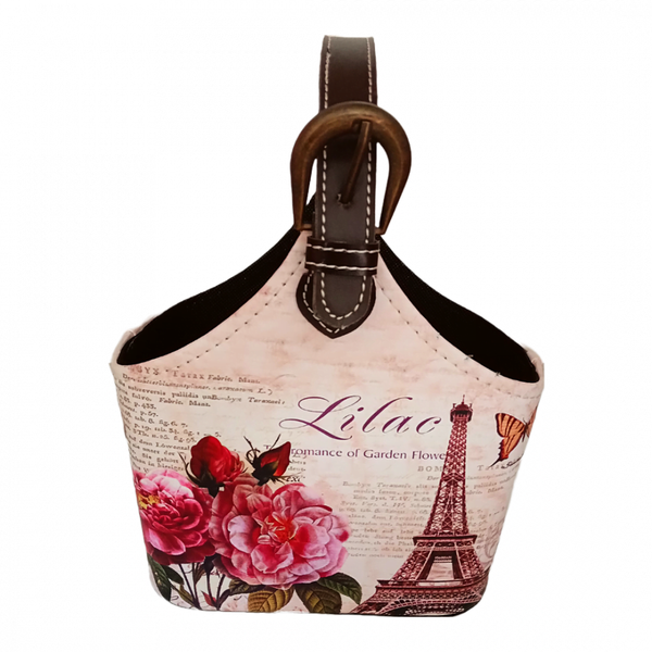 Gentuta din material PVC, model roz cu Turnul Eiffel si trandafiri - ROC 052