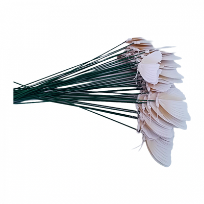 Set 50 fluturi dubli pe bat, culoare alb - ROC 0799