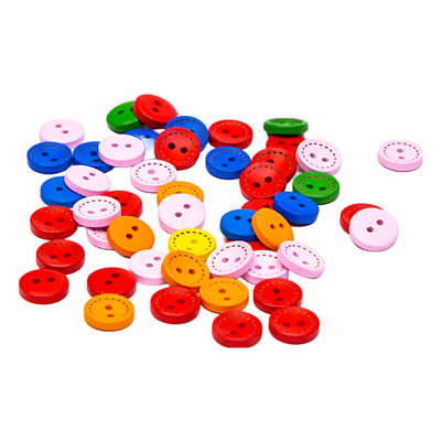 Set 50 Accesorii decorative pentru aranjamente florale tip nasturi din lemn multicolori - ROC 0851