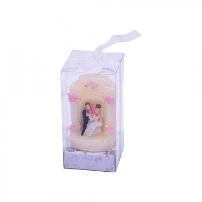 Lumanare decorativa marturie nunta, inaltime 12 cm, lungime 6 cm, culoare alb - ROC 041