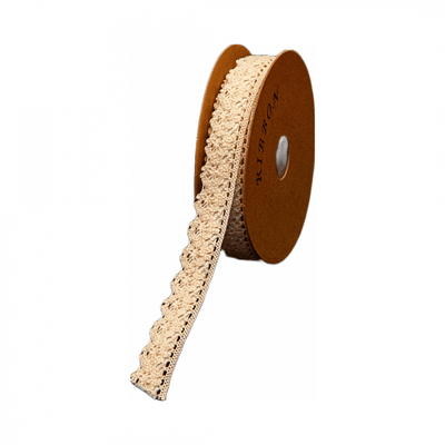 Rolă de dantelă din bumbac cu adeziv, 1.8 cm, culoare crem - ROC 0840