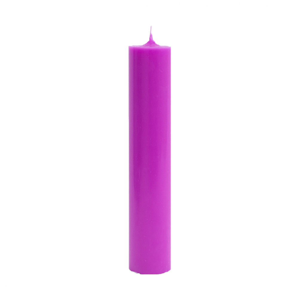 Lumanare cilindrica din parafina pentru botez sau nunta, culoare mov, H 60 cm, D 7 cm - 60070 MOV