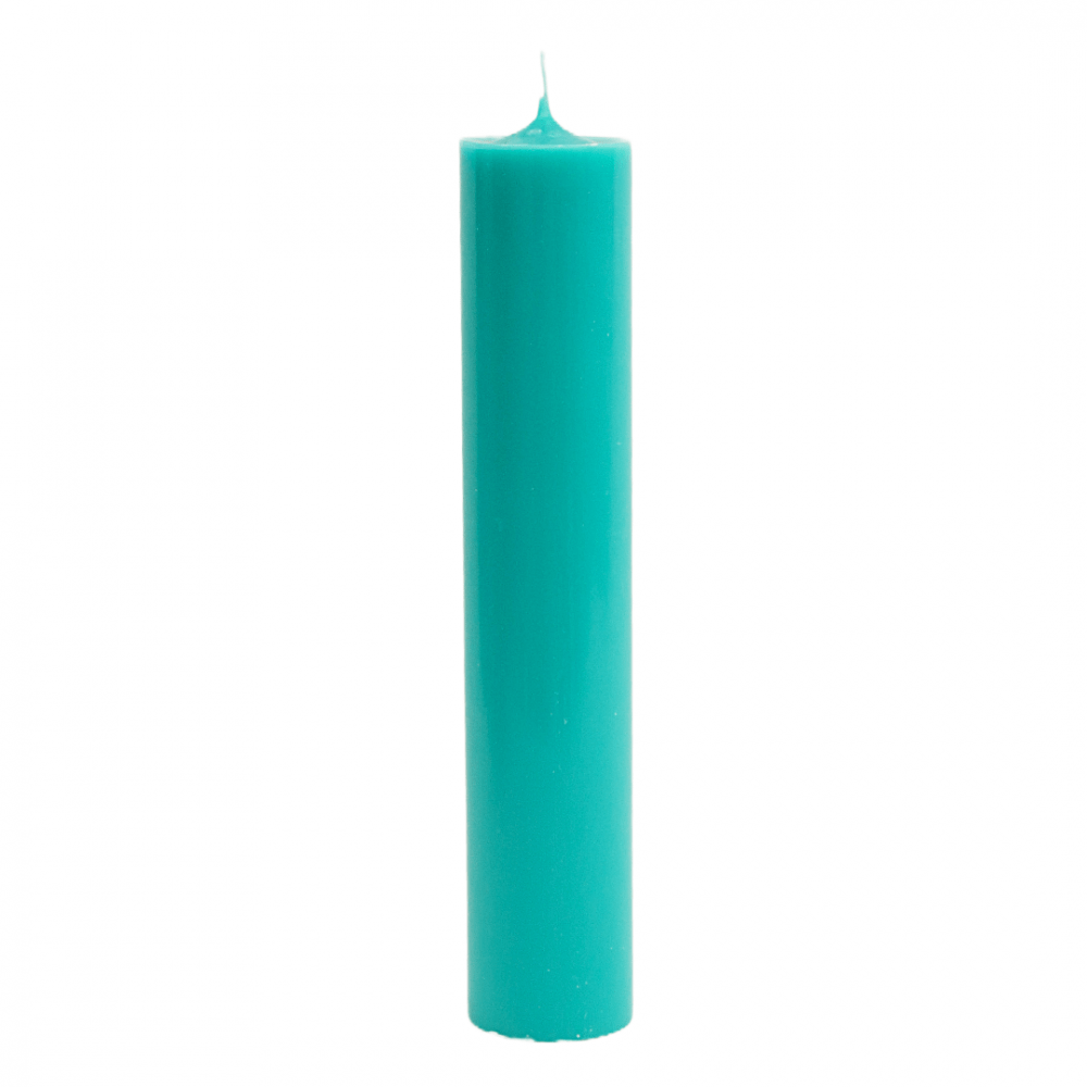 Lumanare cilindrica din parafina pentru botez sau nunta, culoare turcoaz, H 40 cm, D 7 cm - 40070 TURCOAZ