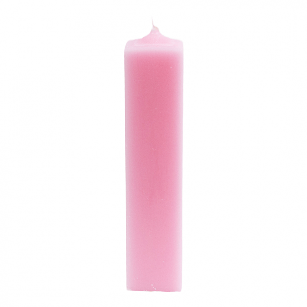 Lumanare decorativa patrata din parafina, culoare roz pal, H 30 cm, D 5 cm - 30050 P. ROZ PAL