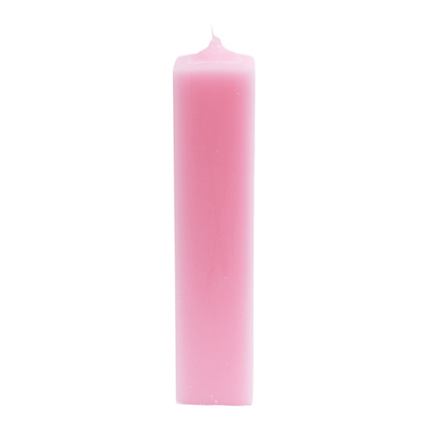 Lumanare decorativa patrata din parafina, culoare roz pal, H 30 cm, D 5 cm - 30050 P. ROZ PAL