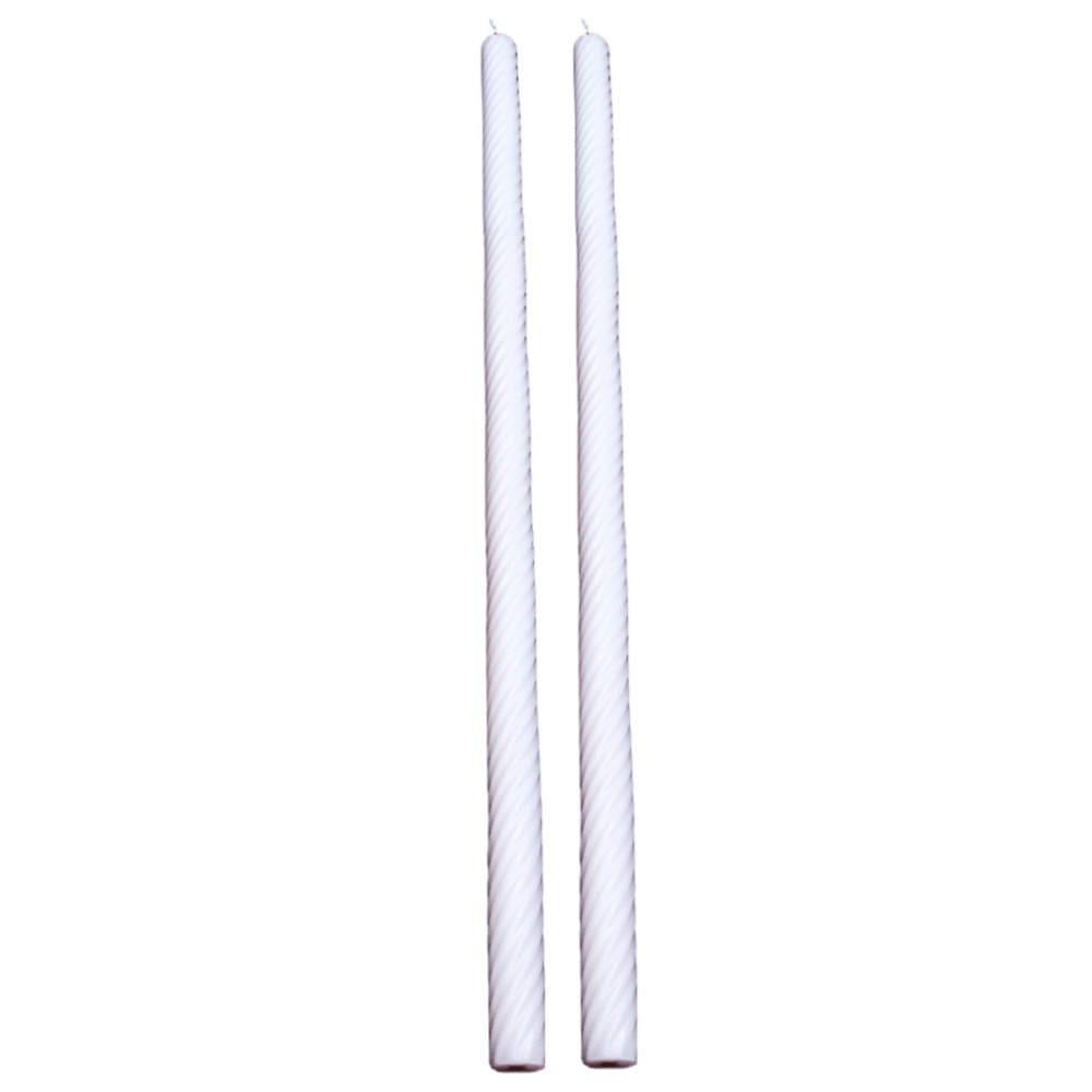 Set 2 lumanari cununie din parafina spirala, culoare alb, H 100 cm, D 4 cm - 100040 SP. ALB