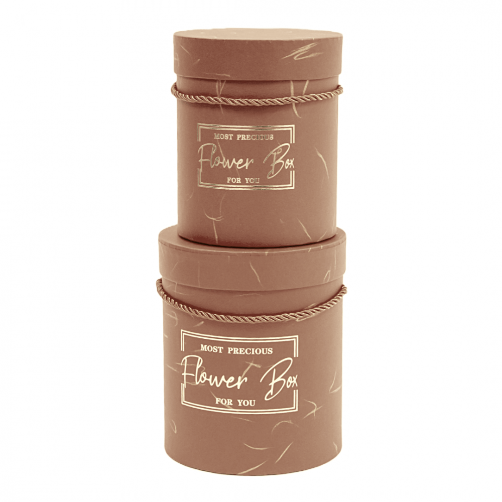 Set 2 cutii cilindru “Flower Box”- maro ROC 5280