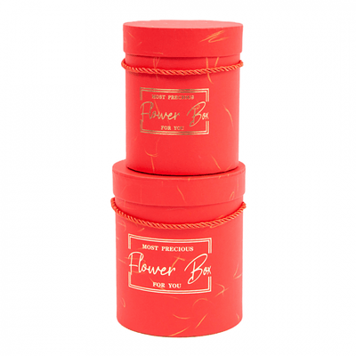 Set 2 cutii cilindru "Flower Box", culoare rosu - ROC 5280
