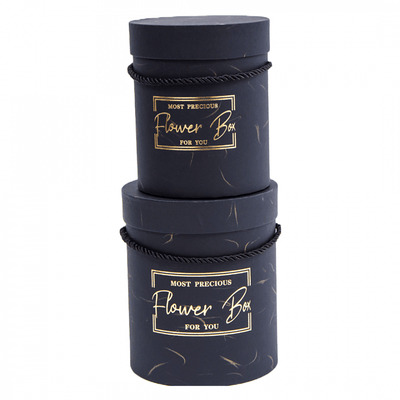 Set 2 cutii cilindru “Flower Box”, culoare negru - ROC 5280