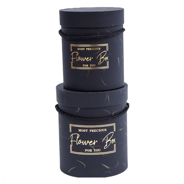 Set 2 cutii cilindru “Flower Box”, culoare negru - ROC 5280