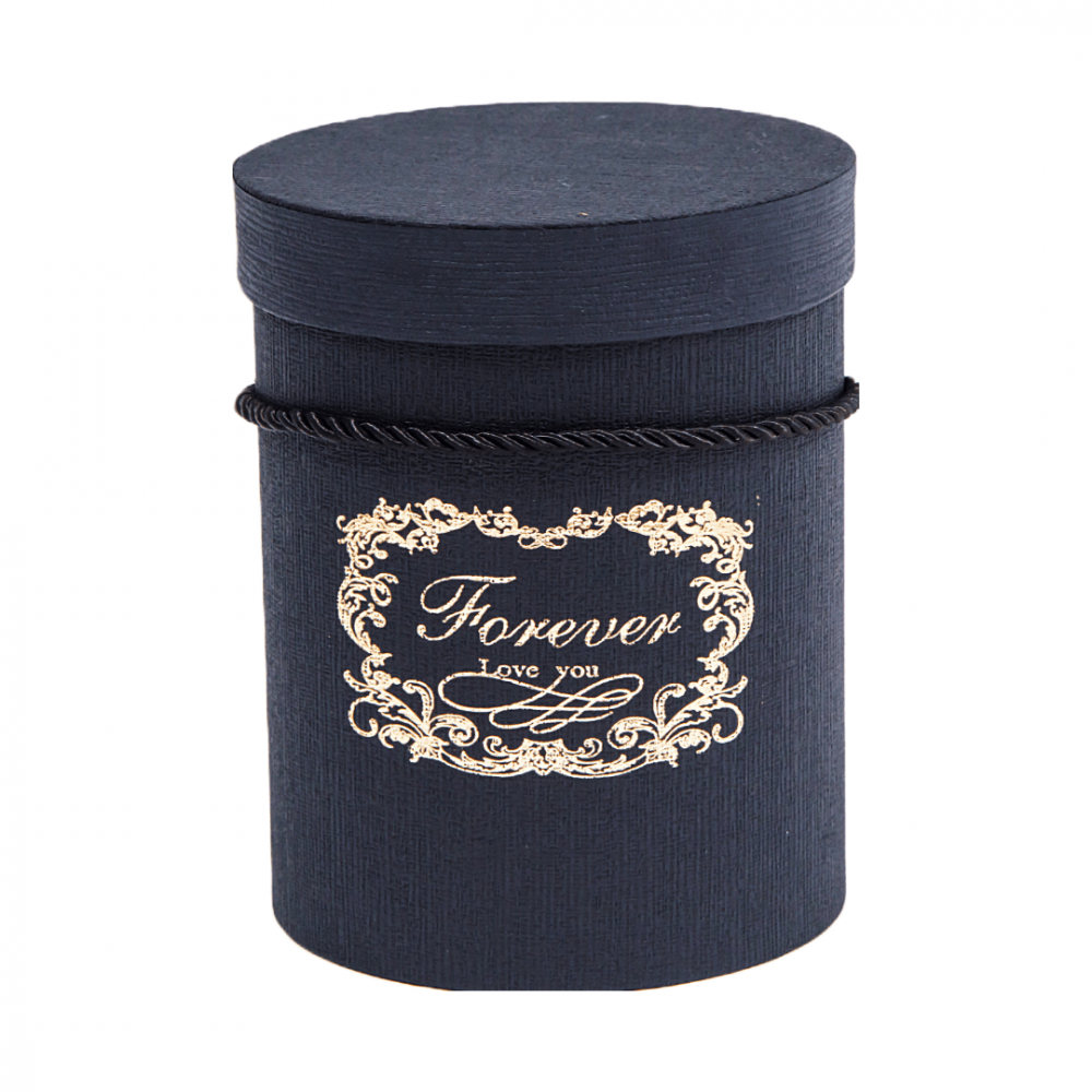 Cutie cilindrica negru cu mesaj si print auriu Forever - ROC 5265