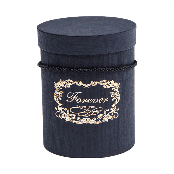 Cutie cilindrica negru cu mesaj si print auriu Forever - ROC 5265