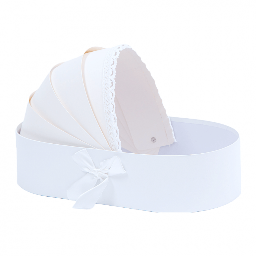 Cutie aranjament floral tip landou, culoare alb - ROC 5500